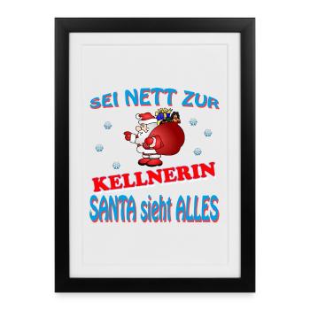 SERVEUSE DU PÈRE NOËL - Affiche encadrée (27 × 37 cm) - noir - Devant