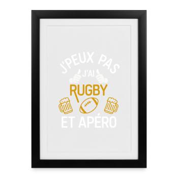I can't I have Rugby and Aperitif - Framed poster (27 × 37 cm) - black - Front