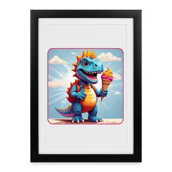 Süßer Dino mit Eiszauber - Framed poster (27 × 37 cm) - black - Front