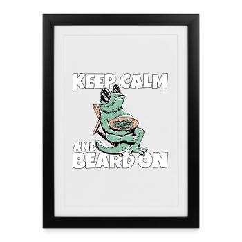 Dragon barbu cool - Affiche encadrée (27 × 37 cm) - noir - Devant