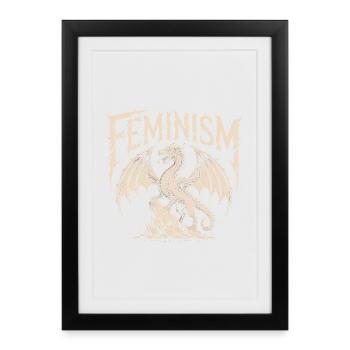 Féministe - T-shirt Logo Féminisme - Affiche encadrée (27 × 37 cm) - noir - Devant