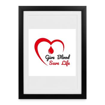 Blood Donation Heart Emblem - Framed poster (27 × 37 cm) - black - Front