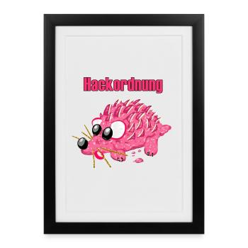 Mettigel Cartoon – Funny pecking order - Framed poster (27 × 37 cm) - black - Front
