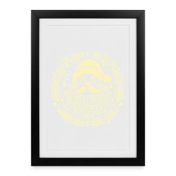 Illustration de couronne de Noël du Père Noël - Affiche encadrée (27 × 37 cm) - noir - Devant