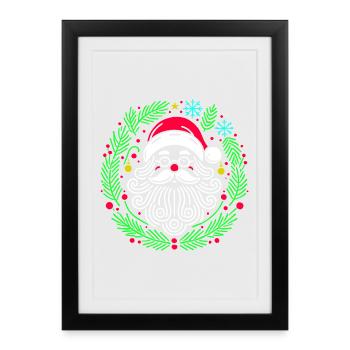 Christmas Circular Santa with Branches - Framed poster (27 × 37 cm) - black - Front