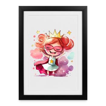 Superhéroïne Princesse - Fille Courageuse - Affiche encadrée (27 × 37 cm) - noir - Devant