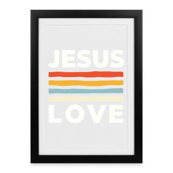 Jésus, avec amour Christliche Nächstenliebe - Affiche encadrée (27 × 37 cm) - noir - Devant