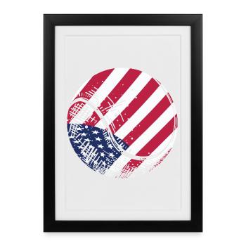 Patriotischer Tennisball Amerikanische Flagge Sportfan Gif - Gerahmtes Poster (27 × 37 cm) - Schwarz - Vorne
