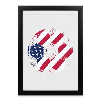 Patriotischer Fußball Amerikanische Flagge USA Sports Gif - Gerahmtes Poster (27 × 37 cm) - Schwarz - Vorne
