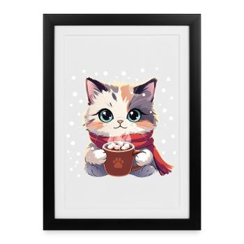 Winter Cozy Kitten - Framed poster (27 × 37 cm) - black - Front