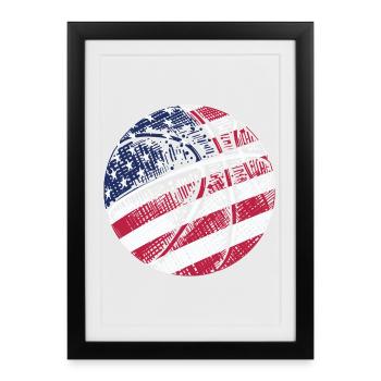 USA Flag Basketball Patriotic American Sport Gift - Framed poster (27 × 37 cm) - black - Front