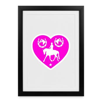 Chevaux - Affiche encadrée (27 × 37 cm) - noir - Devant