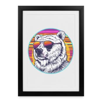 Polar Bear Retro Sunglasses - Framed poster (27 × 37 cm) - black - Front