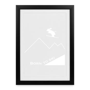 Born to ski - Affiche encadrée (27 × 37 cm) - noir - Devant