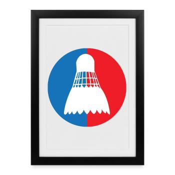 Badminton - Sport - Raquette - Affiche encadrée (27 × 37 cm) - noir - Devant