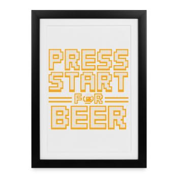 Appuyez sur Start Pour la bière Retro Gamer Spruch Für - Affiche encadrée (27 × 37 cm) - noir - Devant