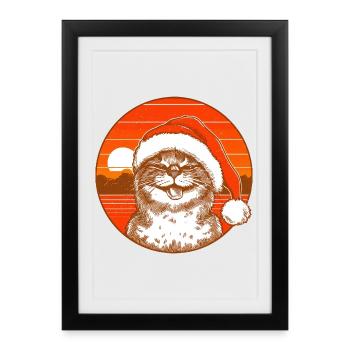 Christmas cat Vintage Retro Catmas - Framed poster (27 × 37 cm) - black - Front
