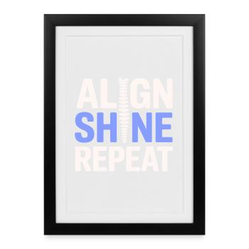 Chiropracteur Align Shine Repeat Professional DC - Affiche encadrée (27 × 37 cm) - noir - Devant
