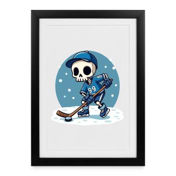 Skelett Eishockeyspieler Nummer 99 Wintersport - Framed poster (27 × 37 cm) - black - Front
