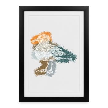 Mouette Zentangle - Affiche encadrée (27 × 37 cm) - noir - Devant