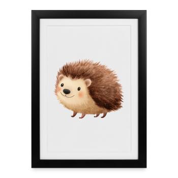 Cute Hedgehog – Childish and Charming Drawing - Framed poster (27 × 37 cm) - black - Front