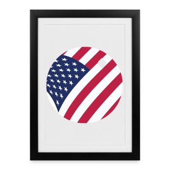 Drapeau américain Balle de ping-pong Tennis patriotique - Affiche encadrée (27 × 37 cm) - noir - Devant