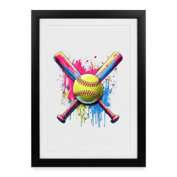 Softball - Affiche encadrée (27 × 37 cm) - noir - Devant