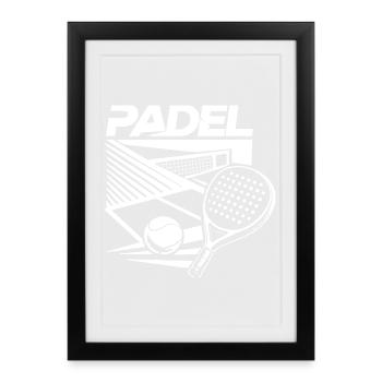 Padel Court & Racket – Design Sport White - Framed poster (27 × 37 cm) - black - Front