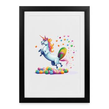 Joie de Balles de Licorne Lumineuse - Affiche encadrée (27 × 37 cm) - noir - Devant