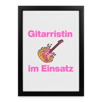 Guitariste en action, Pink Power ! Pouvoir des filles - Affiche encadrée (27 × 37 cm) - noir - Devant