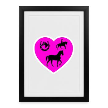 Chevaux - Affiche encadrée (27 × 37 cm) - noir - Devant