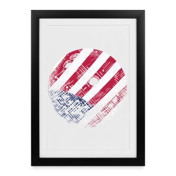 Balle de bowling du drapeau américain des États-Unis Sport patriotique américain - Affiche encadrée (27 × 37 cm) - noir - Devant