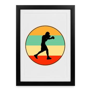 Athlète de boxe Retro Silhouette Sport de Combat - Affiche encadrée (27 × 37 cm) - noir - Devant