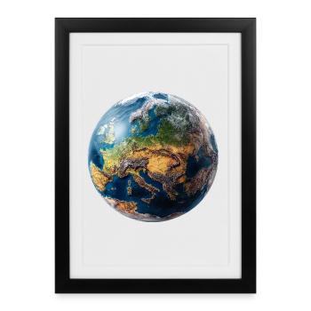 Conception du globe : paysage Europe-Asie - Affiche encadrée (27 × 37 cm) - noir - Devant