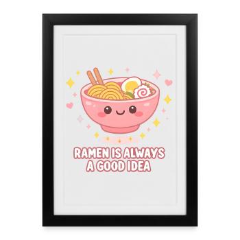 Ramen Noodles Kawaii Anime - Framed poster (27 × 37 cm) - black - Front