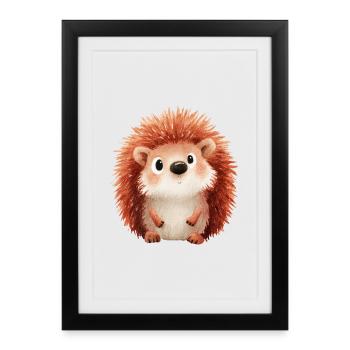 Forest Hedgehog – Children's Illustration - Framed poster (27 × 37 cm) - black - Front