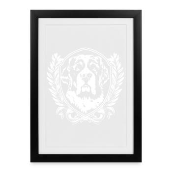 Detailed dog crest in a wreath of leaves - Framed poster (27 × 37 cm) - black - Front