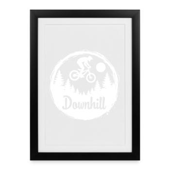 Downhill Mountain Bike Adventure in the Forest - Framed poster (27 × 37 cm) - black - Front