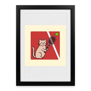 Cats, Tennis Player, Tennis - Framed poster (27 × 37 cm) - black - Front