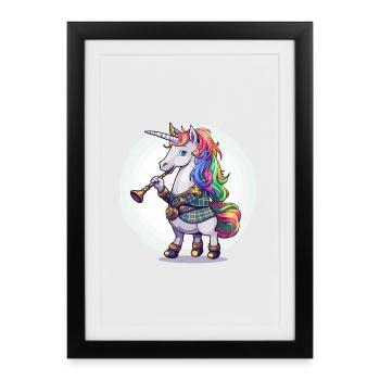 Colorful unicorn with trumpet - Framed poster (27 × 37 cm) - black - Front