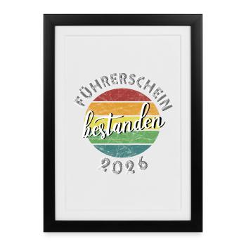 Don de l’examen de conduite réussi 2026 - Affiche encadrée (27 × 37 cm) - noir - Devant