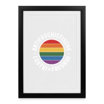 Amis queer antifascistes - Contre la droite - Affiche encadrée (27 × 37 cm) - noir - Devant