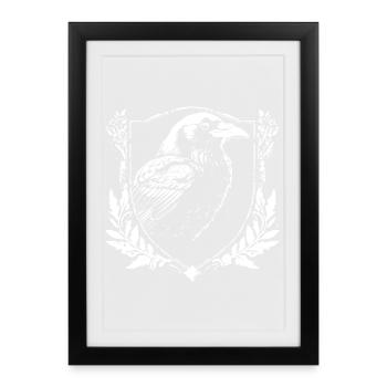 Raben-Wappen im Vintage-Stil - Gerahmtes Poster (27 × 37 cm) - Schwarz - Vorne