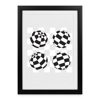 Spherical Checkered Illusion - Framed poster (27 × 37 cm) - black - Front