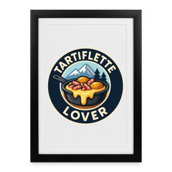 Tartiflette Lover – Illustration Fromage Montagne - Affiche encadrée (27 × 37 cm) - noir - Devant