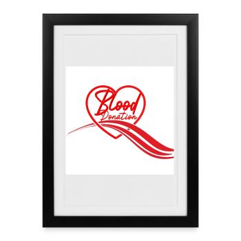 Blood Donation Heart Logo - Framed poster (27 × 37 cm) - black - Front
