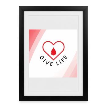Donner la vie : Cœur de donneur de sang - Affiche encadrée (27 × 37 cm) - noir - Devant