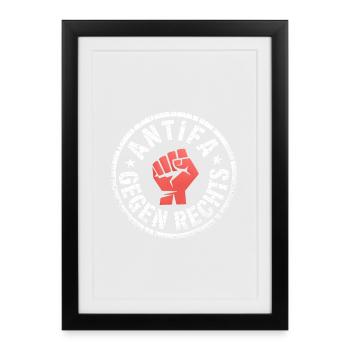 Antifa against the Right - Alerta Antifascista - Framed poster (27 × 37 cm) - black - Front
