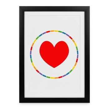LGBT Herz im Regenbogenring - Gerahmtes Poster (27 × 37 cm) - Schwarz - Vorne