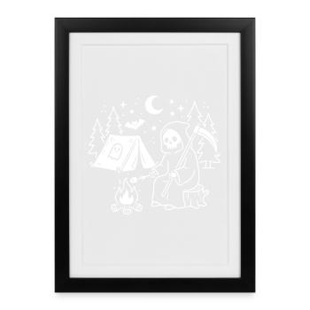 Faucheuse nocturne au feu de camp - Affiche encadrée (27 × 37 cm) - noir - Devant